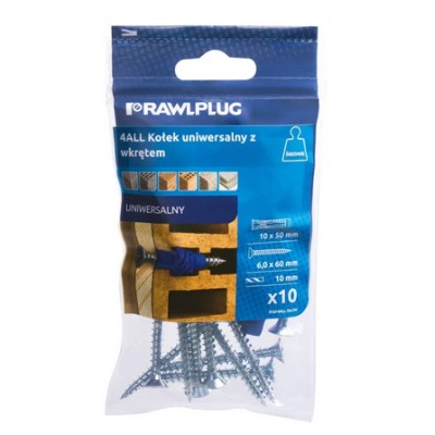 Kołek uniwersalny 4ALL 8x40mm z wkretem 5x60mm RAWLPLUG 10 szt.