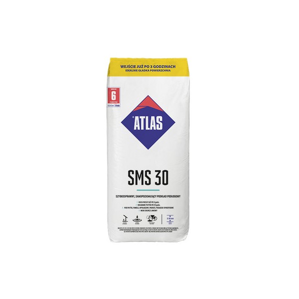 Podkład podłogowy cementowy szybkosprawny samopoziomujący 3-30mm SMS 30 ATLAS 25kg