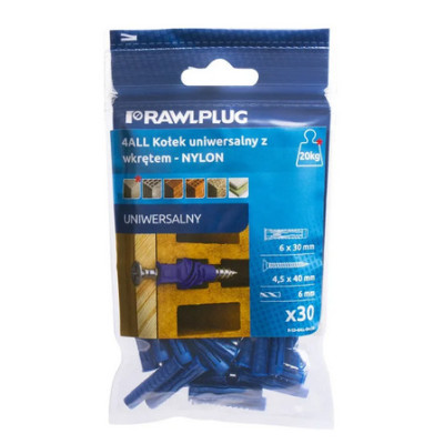 Kołek uniwersalny 4ALL 6x30mm z wkrętem 4,5x40mm RAWLPLUG 30szt